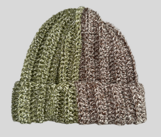 Green and Brown Marble Beanie